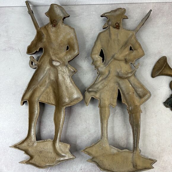3 Vintage Sexton Cast Metal‎ Continental Army Minuteman Soldiers & BugleWall Art - Picture 14 of 16